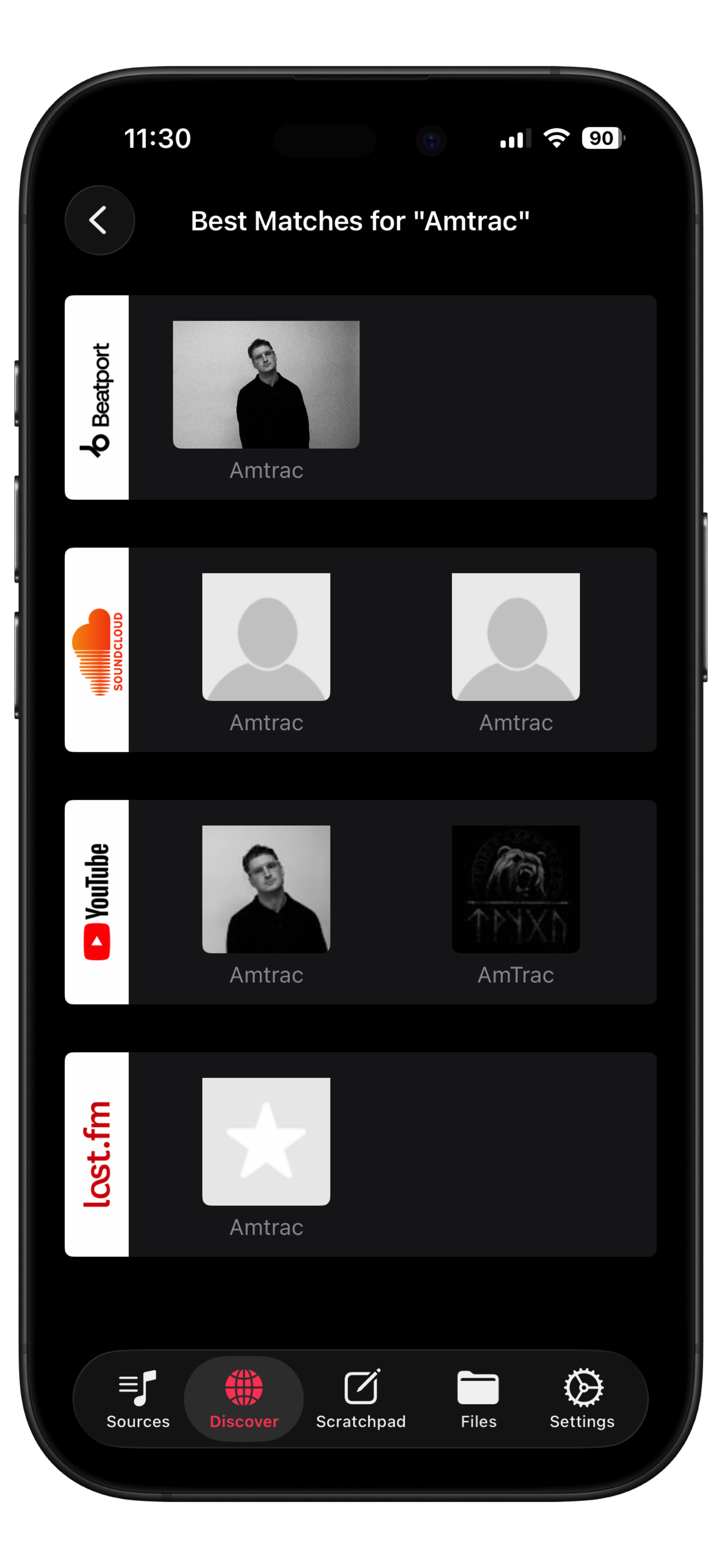 Playlisty showing possible music matches