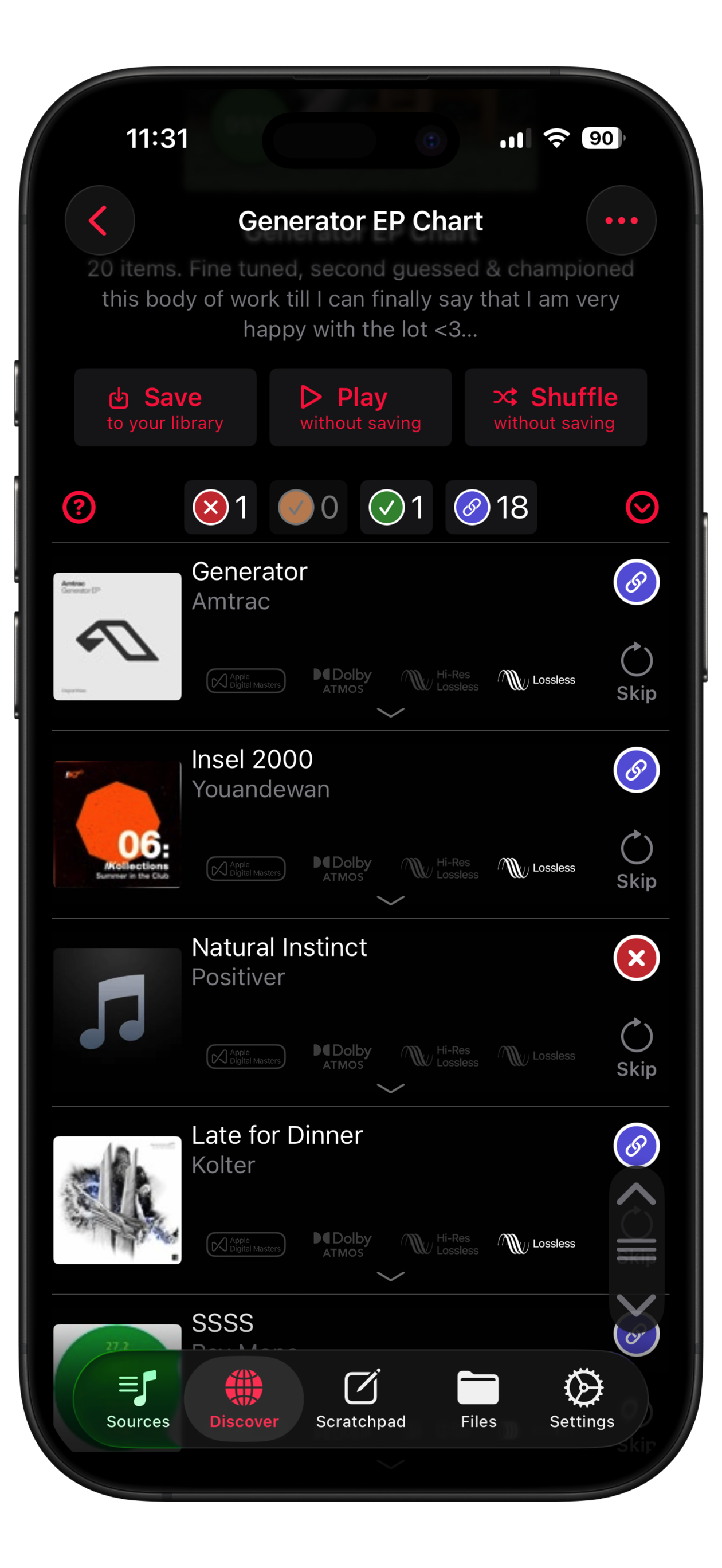 Playlisty match selection screen